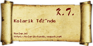 Kolarik Tünde névjegykártya